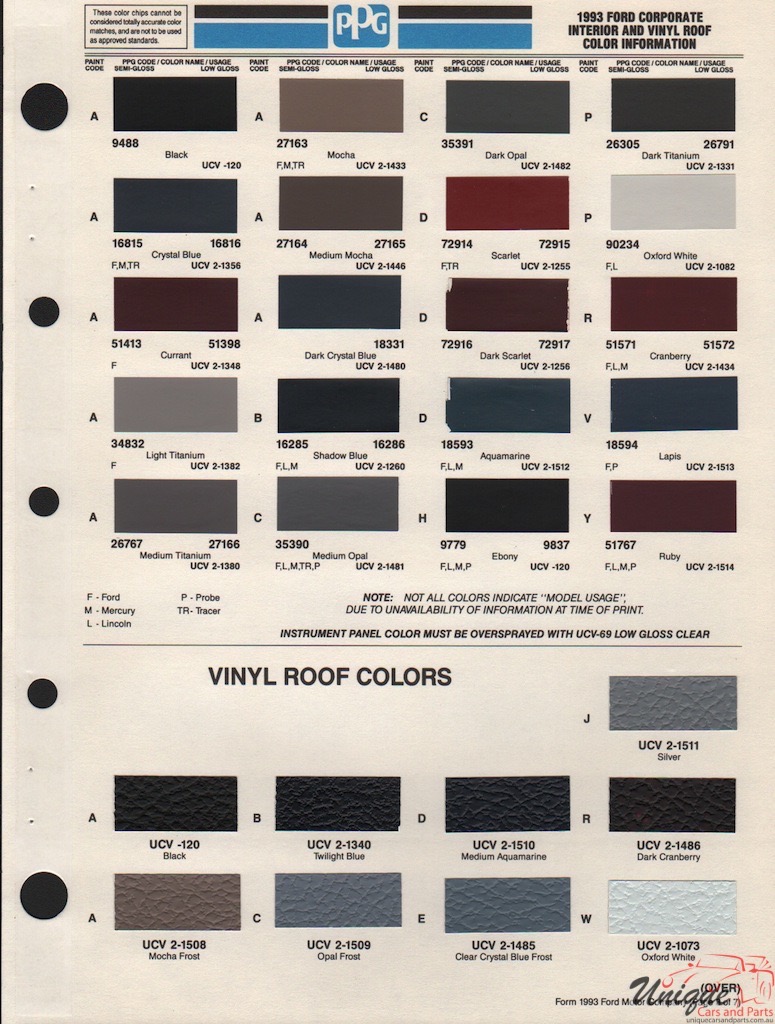 1993 Ford Paint Charts PPG 6